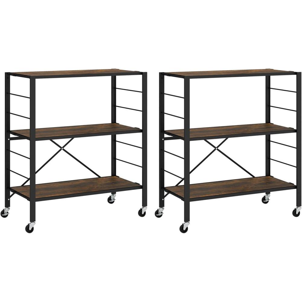 image:imageGiantex 4Tier Folding Storage Shelf of 2 Collapsible Shelving Unit with Lockable Wheels amp Adjustable Shelf HeavyDuty Organizer on Wheels Storage Rack for Tool Room Garage Kitchen2