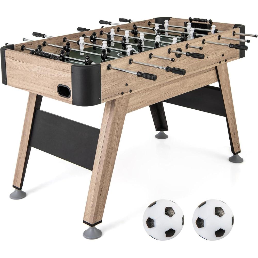 image:imageGiantex 54 Inch Foosball Table  Wood Football Table Competition Sized Arcade Soccer Game Table with 2 Balls Full Size Foosball Table Adult Size for Kids Teens Home Game Room Oak