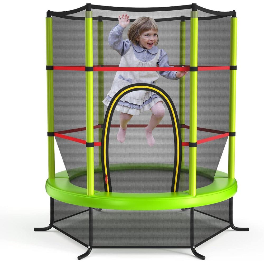 image:imageGiantex 55 Mini Kids Trampoline With Safety Enclosure Net ASTM Approved NoGap Safe Design Easy to Assemble 46 Ft Outdoor Indoor Small ToddlerGreen