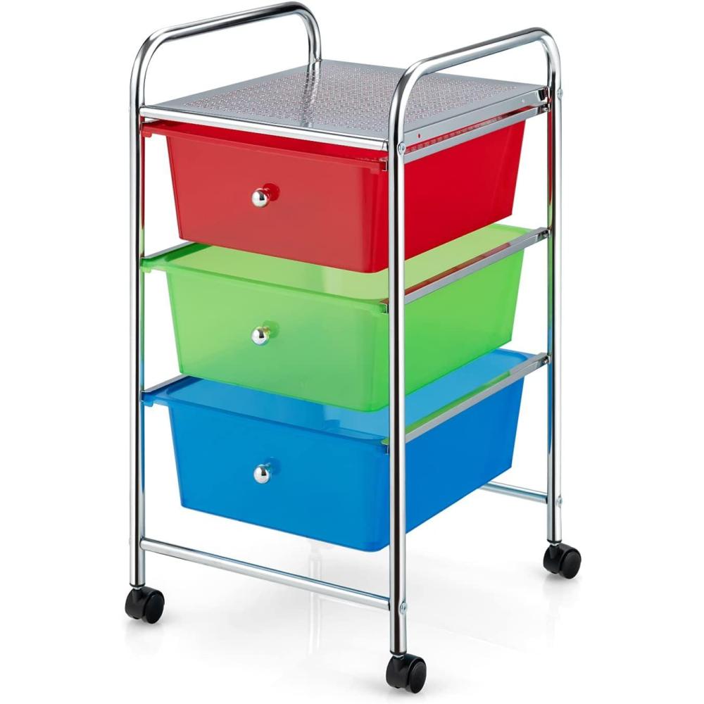 image:imageGiantex 6 Storage Drawer Cart Rolling Organizer Cart for Tools Scrapbook Paper Home Office School Multipurpose Mobile Utility Cart Black GradientMulticolor