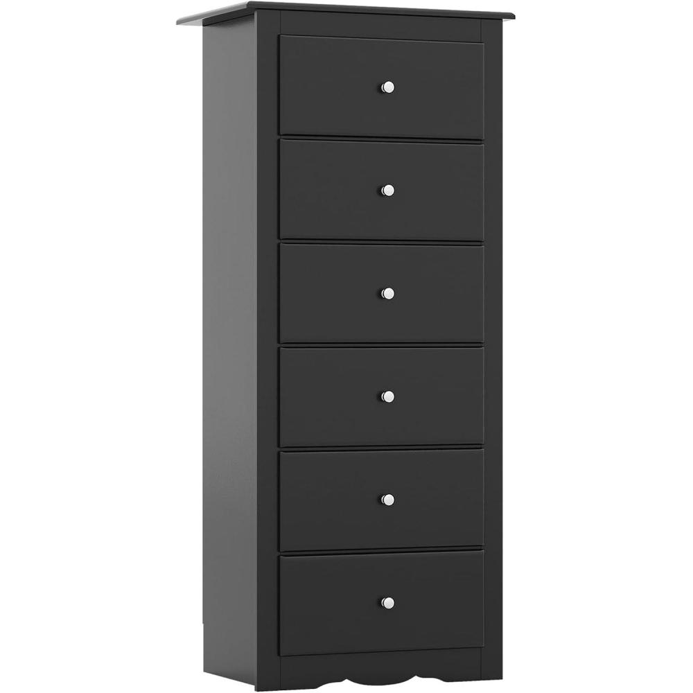 image:imageGiantex 6Drawer Dresser for Bedroom Wooden Chest of Drawers wMetal Handles amp Large Capacity 16 D x 235 W x 535 H Clothes Organizer Modern Tall Dresser for Bedroom Entryway Living RoomBlack