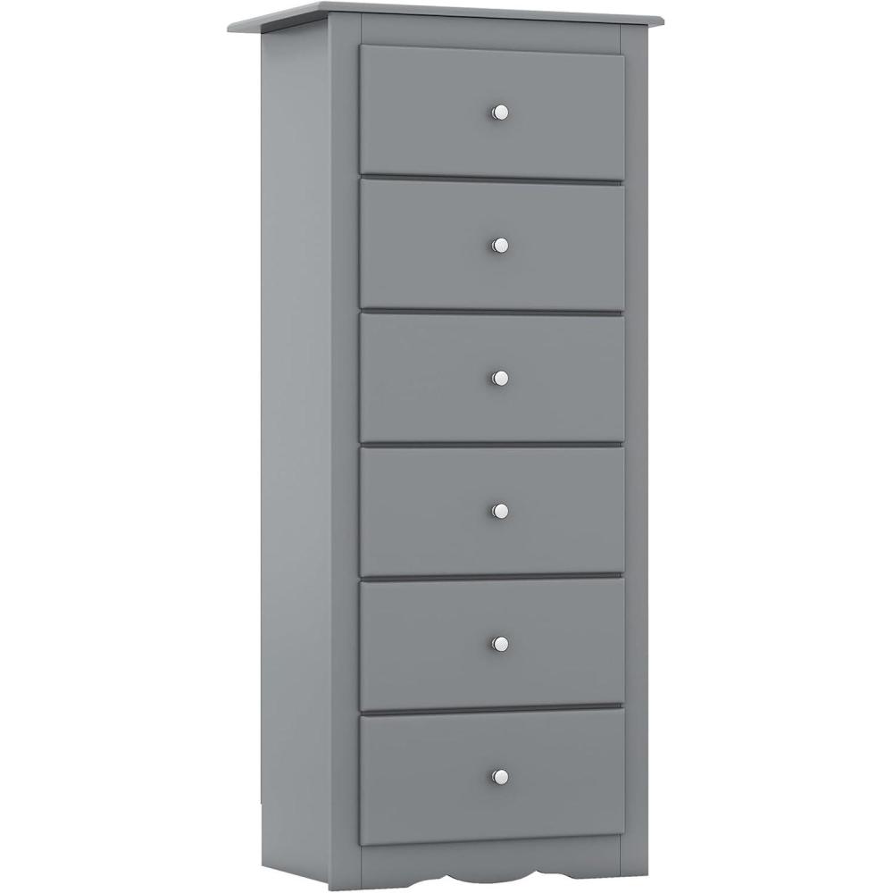 image:imageGiantex 6Drawer Dresser for Bedroom Wooden Chest of Drawers wMetal Handles amp Large Capacity 16 D x 235 W x 535 H Clothes Organizer Modern Tall Dresser for Bedroom Entryway Living RoomGrey