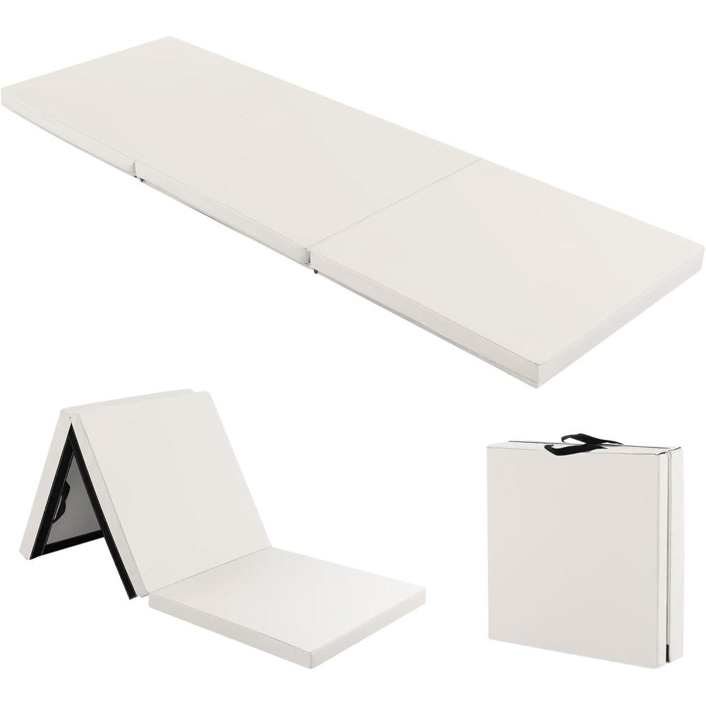 image:imageGiantex 6x 2 Gymnastics Mat 2 Thick Folding Tumbling Mat with Hook and Loop Fastener Foldable Gym Mat with Carrying Handles Cheer Mats for Kids Adults Home Exercise Aerobics FitnessGrey