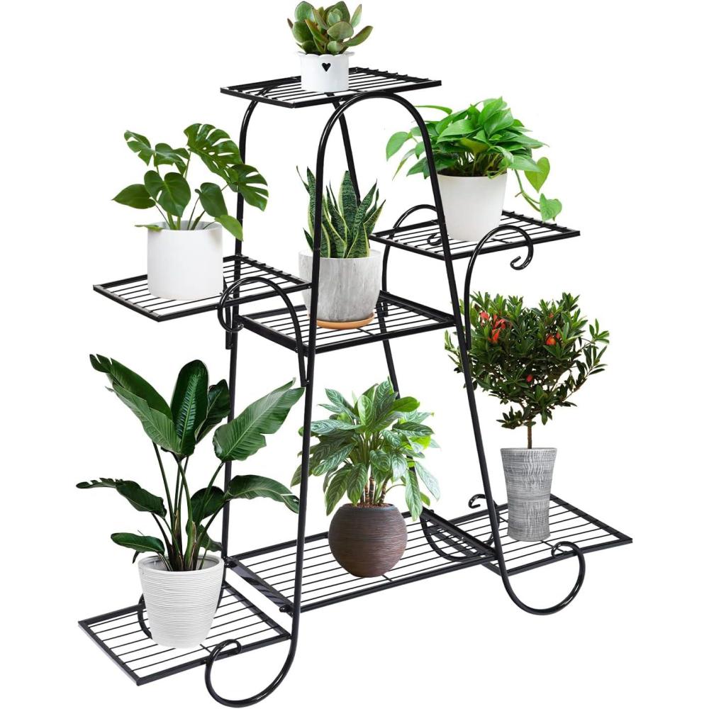 image:imageGiantex 7 Tiers Metal Plant Stand Flower Pots Holder Plant Display Rack for Patio Garden Balcony Home Indoor Outdoor Storage Shelf Decorative Planter Vertical Flowerpot Holder 7 Tier7 Tier