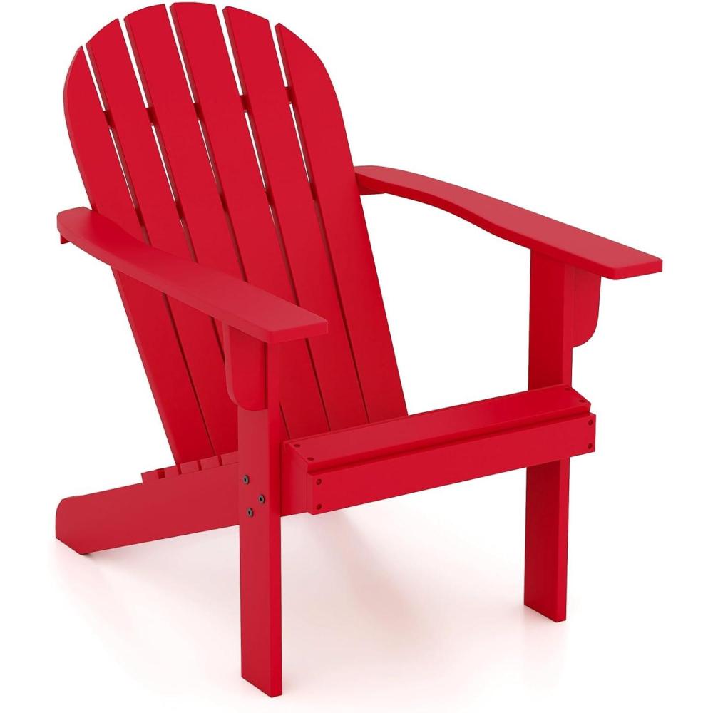 image:imageGiantex Acacia Wood Adirondack Chair Outdoor Fire Pit Chair with 105 Inclined Seat High Backrest 4 Wide Armrests Patio Lounge Chair for Outside Lawn Backyard Garden Deck Porch 1 GreyRed