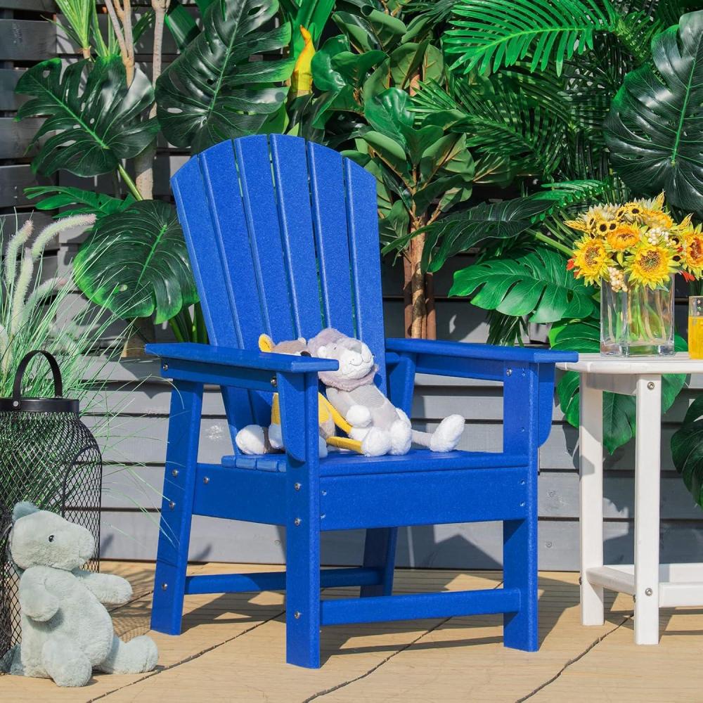 image:imageGiantex Adirondack Chair Kids HDPE Patio Lawn Chair with Ergonomic Backrest for Deck Porch Backyard Poolside Indoor Weather Resistance Toddler Outdoor Chair 4 TurquoiseBlue