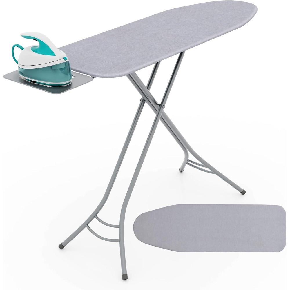 image:imageGiantex Foldable Ironing Board with Iron Rest Heat Resistant Cover 485 x 155 Ironing Surface 2736 Adjustable Heights Sturdy Metal Frame Iron Board for Laundry Room Light GrayLight Gray