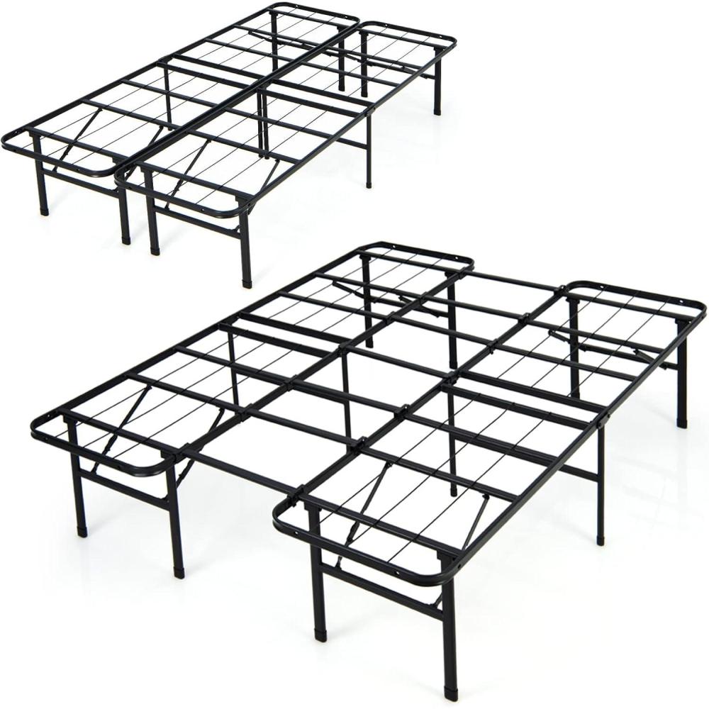 image:imageGiantex Folding Bed Frame TwinFull Size Portable Bed Base for Kids Teens amp Adults ToolFree Assembly No Box Spring Needed 660 LBS Capacity Steel Platform BedTwinFull