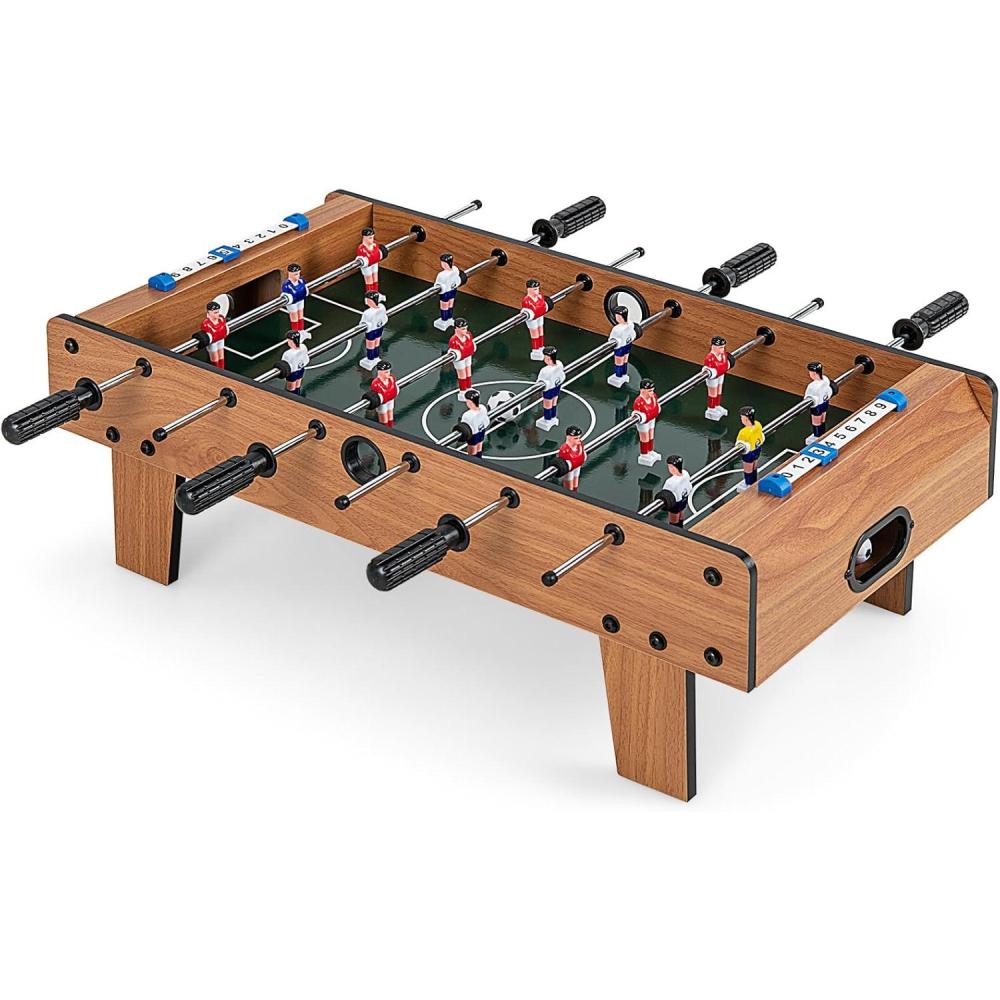 image:imageGiantex Foosball Table 27in Mini Football Table Game w 2 FootballsScore Keepers Wood Soccer Table Top for Kids Family Night Parties Game Rooms