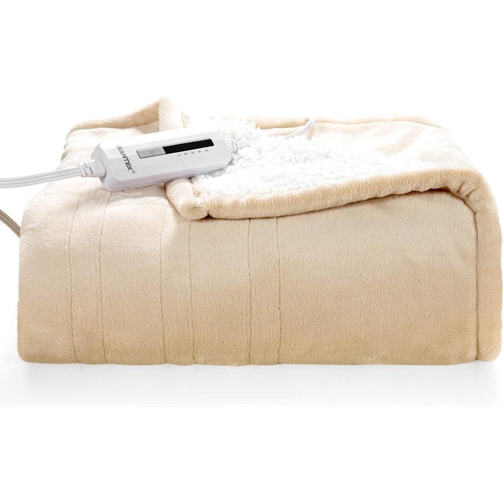 image:imageGiantex Heated Blanket Electric Throw DoubleSided Electric Blanket with 5 Heat Settings 3Hour Auto Shut Off Flannel amp Cashmere Throw Blanket Machine Washable 50 x 60 Heating Blanket Beige