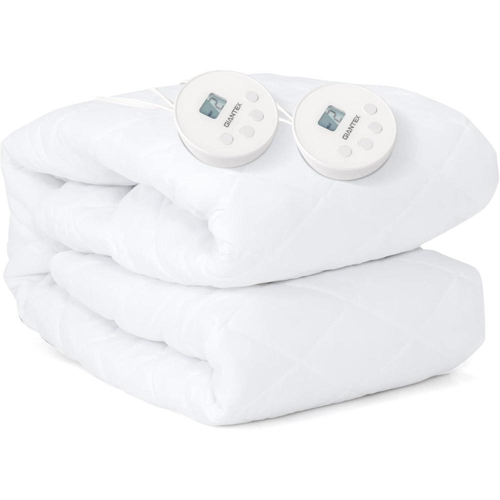 image:imageGiantex Heated Mattress Pad Queen 60 x 80 Quilted Electric Bed Warmer w 10 Heating Levels 8H Auto Off 112H Timer Double Controller Overheat Protection Electric Mattress PadQueen
