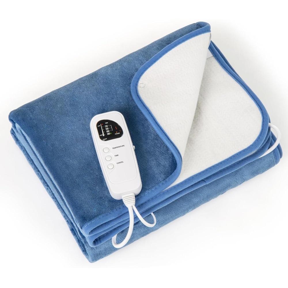 image:imageGiantex Massage Table Warmer Electric Heated Mattress Pad Heating Pad with LowVoltage 5 Modes Temper Control and Timer Fast Heating Detachable Connector Warmer Bed Toppers GreyBlue White
