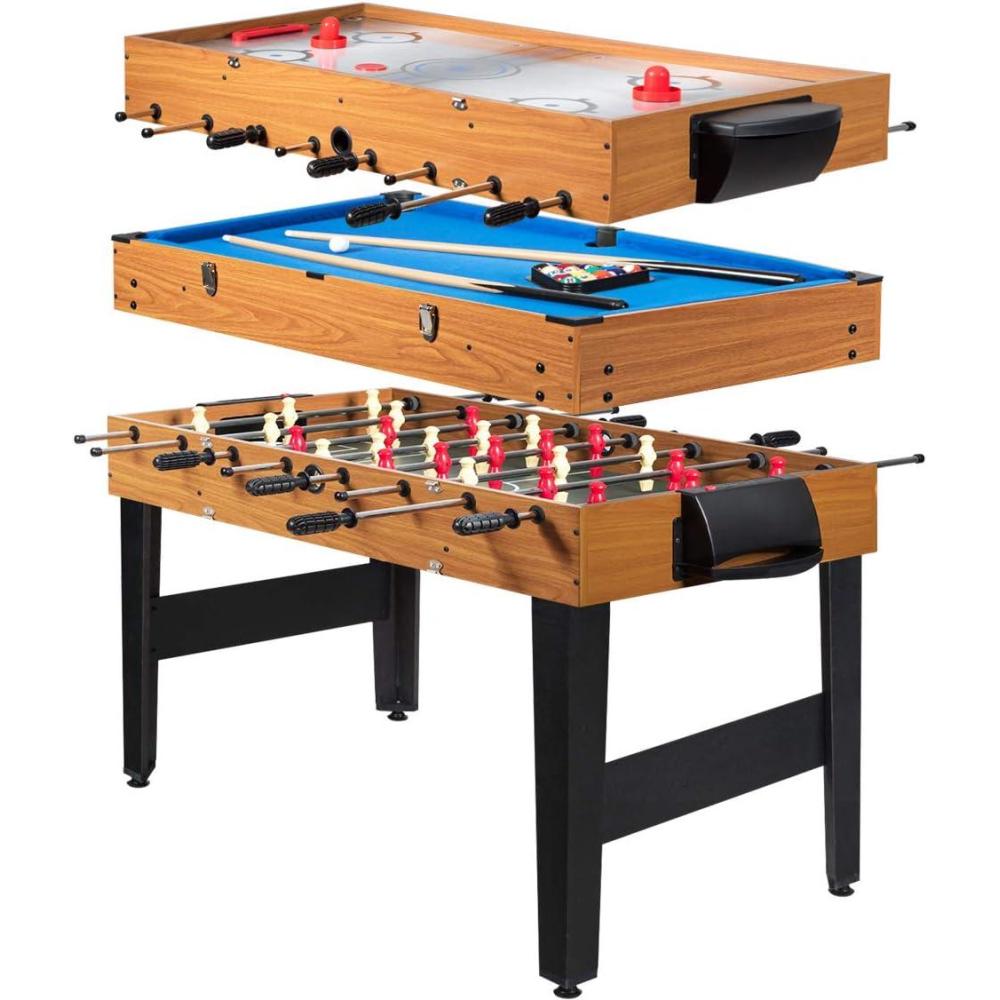 image:imageGiantex Multi Game Table 3in1 48 Combo Game Table wSoccer Billiard Slide Hockey Wood Foosball Table Perfect for Game Rooms Arcades Bars Parties Family Night