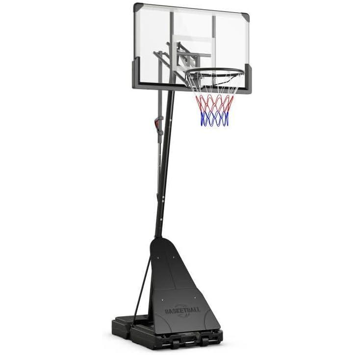 image:imageGiantex Portable Basketball Hoop Outdoor  4910 FT Quickly Height Adjustable Basketball Goal System w 44 Inch Shatterproof Backboard Basketball Hoop Indoor for Adults Backyard Driveway Pool