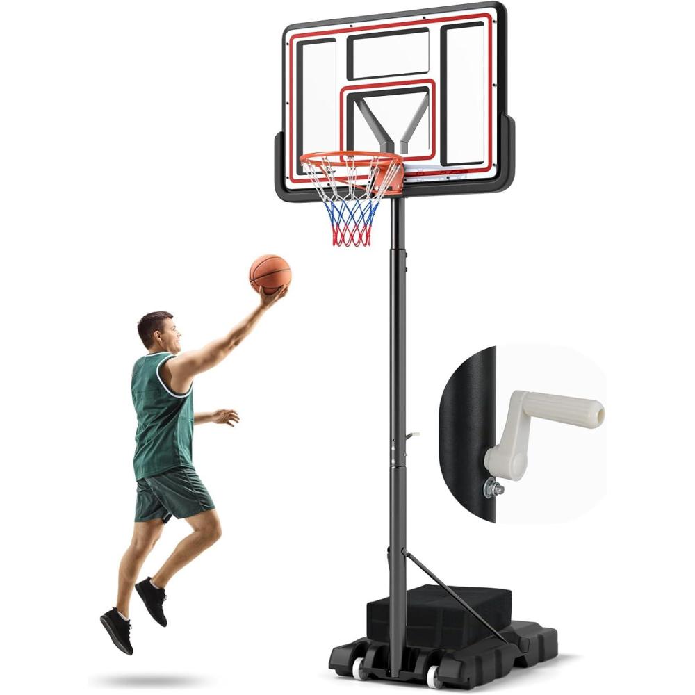 image:imageGiantex Portable Basketball Hoop Outdoor 7410 FT Height Adjustable Basketball Goal System w 44 Inch Shatterproof PC Backboard Fillable Base Basketball Hoop Indoor for Adults Backyard Driveway