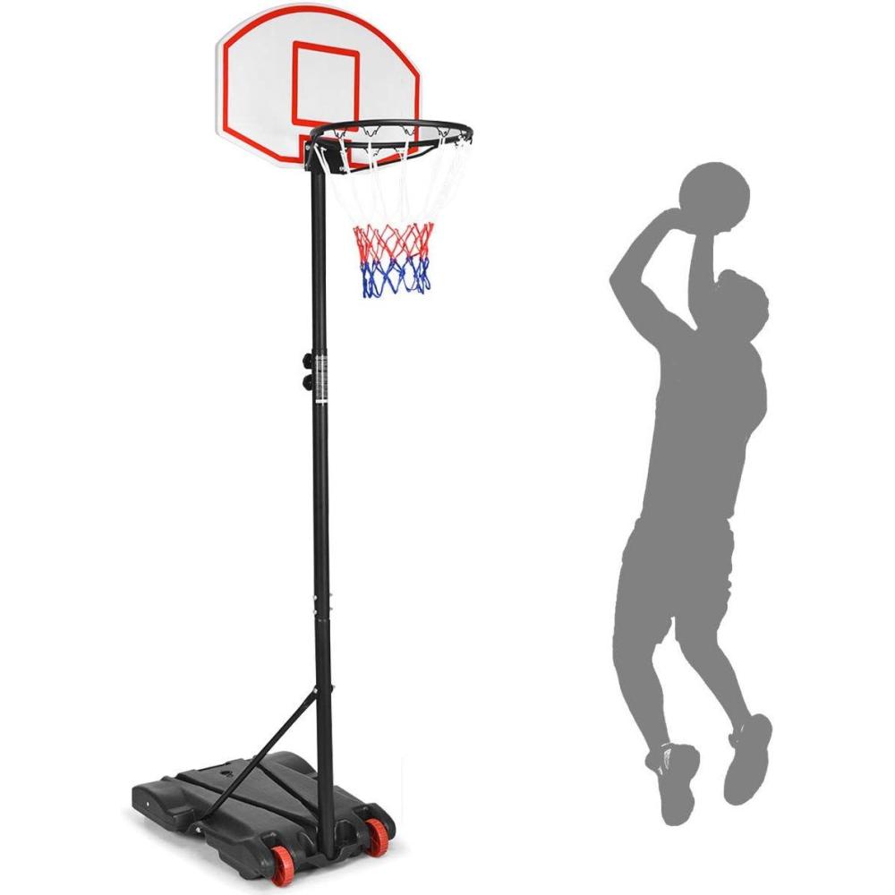image:imageGiantex Portable Basketball Hoop with Wheels 5868 Ft Adjustable 28 Inch Backboard Basketball Goal Height Adjustable Youth Junior Kids Basketball Hoop for Outdoor Indoor Driveway Garage