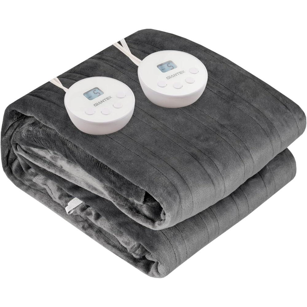 image:imageGiantex Queen Size Flannel Heating Blanket w 10 Heating Levels 12H Auto Off ETL Certified amp Machine Washable 84 x 90 Thermal Blanket for Bed Couch GrayGray