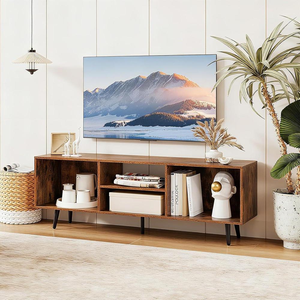 image:imageGiantex Rustic Brown TV Stand for TVs up to 55 475 Small Entertainment Center with Storage Open Shelves amp 5 HeavyDuty Metal Legs Wood Media Console Table for Living Room Bedroom