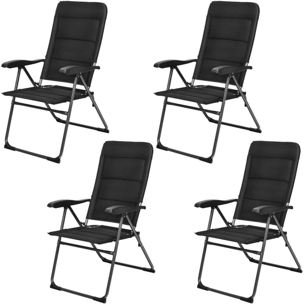image:imageGiantex Set of 2 Patio Chairs Folding Chairs with Adjustable Backrest Outdoor Sling Chairs for Bistro Deck Backyard Armchair with Padded Seat 300 lbs Capacity 2 Black4