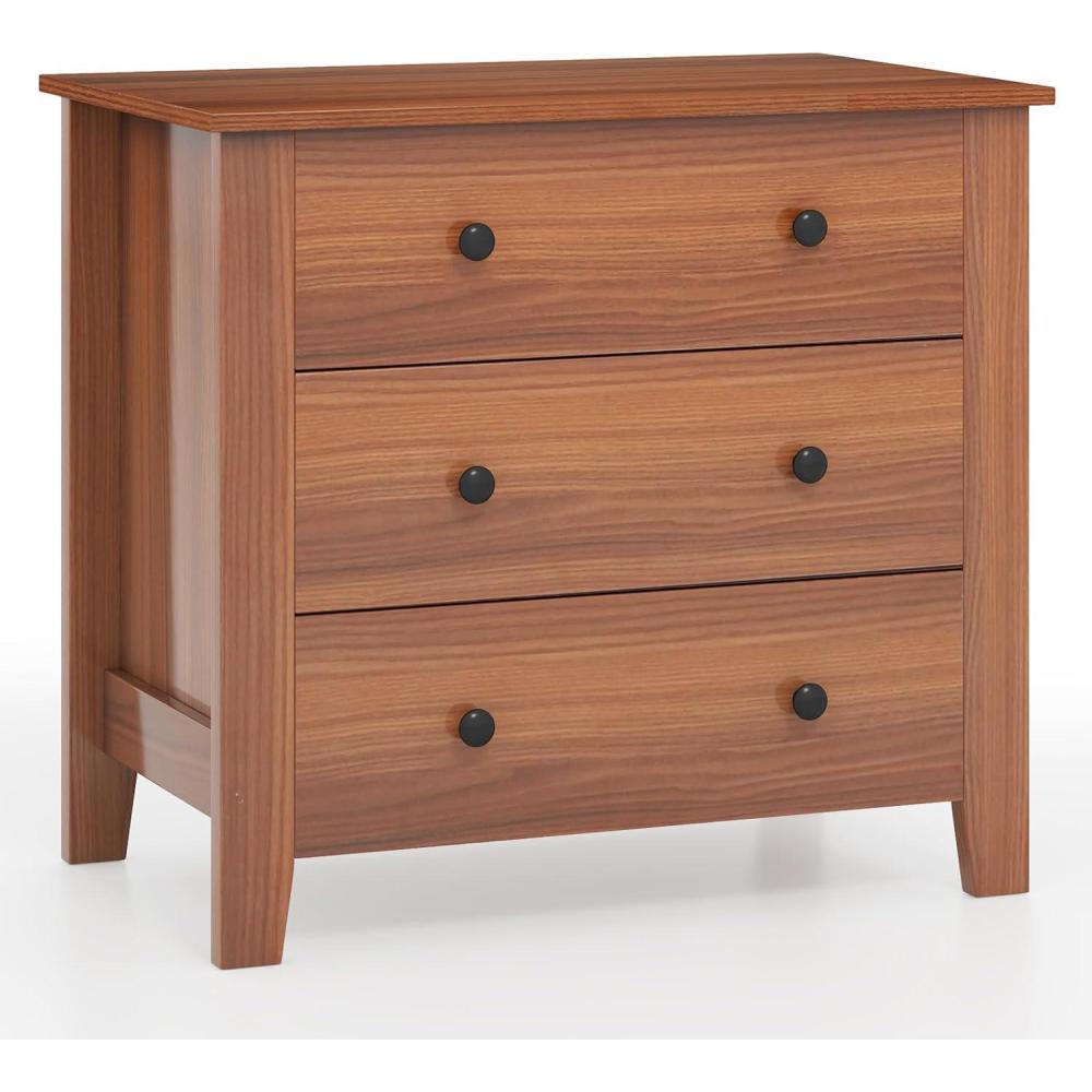 image:imageGiantex Small 3Drawer Dresser for Bedroom 285 x 18 x 26 Wide Chest of Drawers Modern Large Nightstand Storage Cabinet Closet Storage Organizer for Living Room Hallway WhiteWalnut