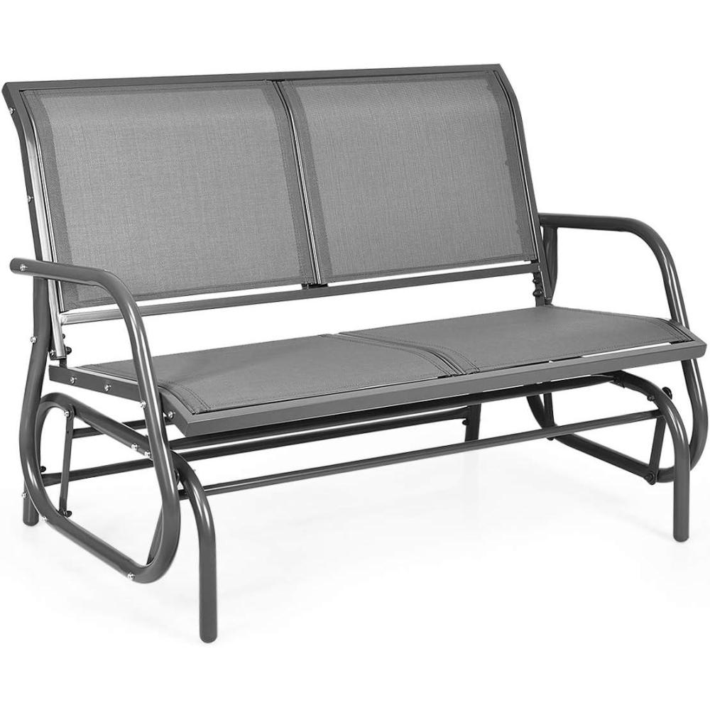 image:imageGiantex Swing Glider Chair 48 Inch with Spacious Space 2 People Lounge Cozy Patio Bench Outdoor amp Indoor for Patio Backyard Poolside Lawn Steel Rocking Garden Loveseat BrownGrey