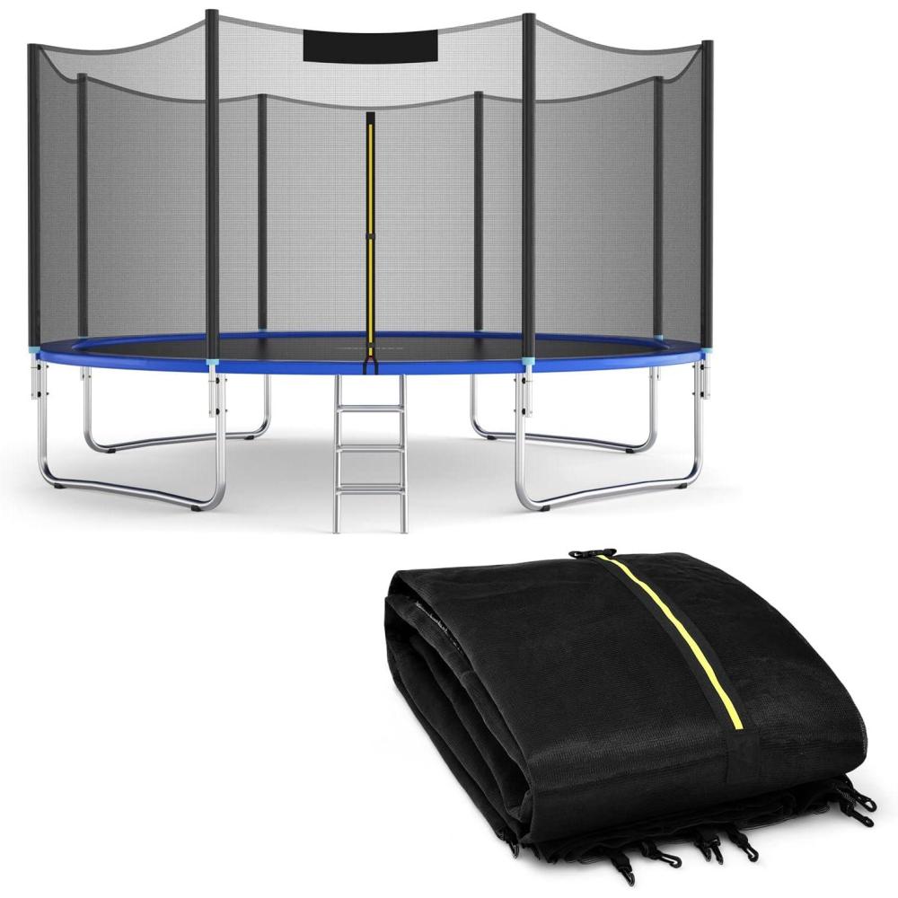 image:imageGiantex Trampoline Safety Net 8 10 12 14 15 16Ft WeatherResistant Replacement Enclosure Net for Round Frame with DoubleHeaded Zippers Protection Buckles amp Enhanced Hook Poles Not Included16FT 12 Poles