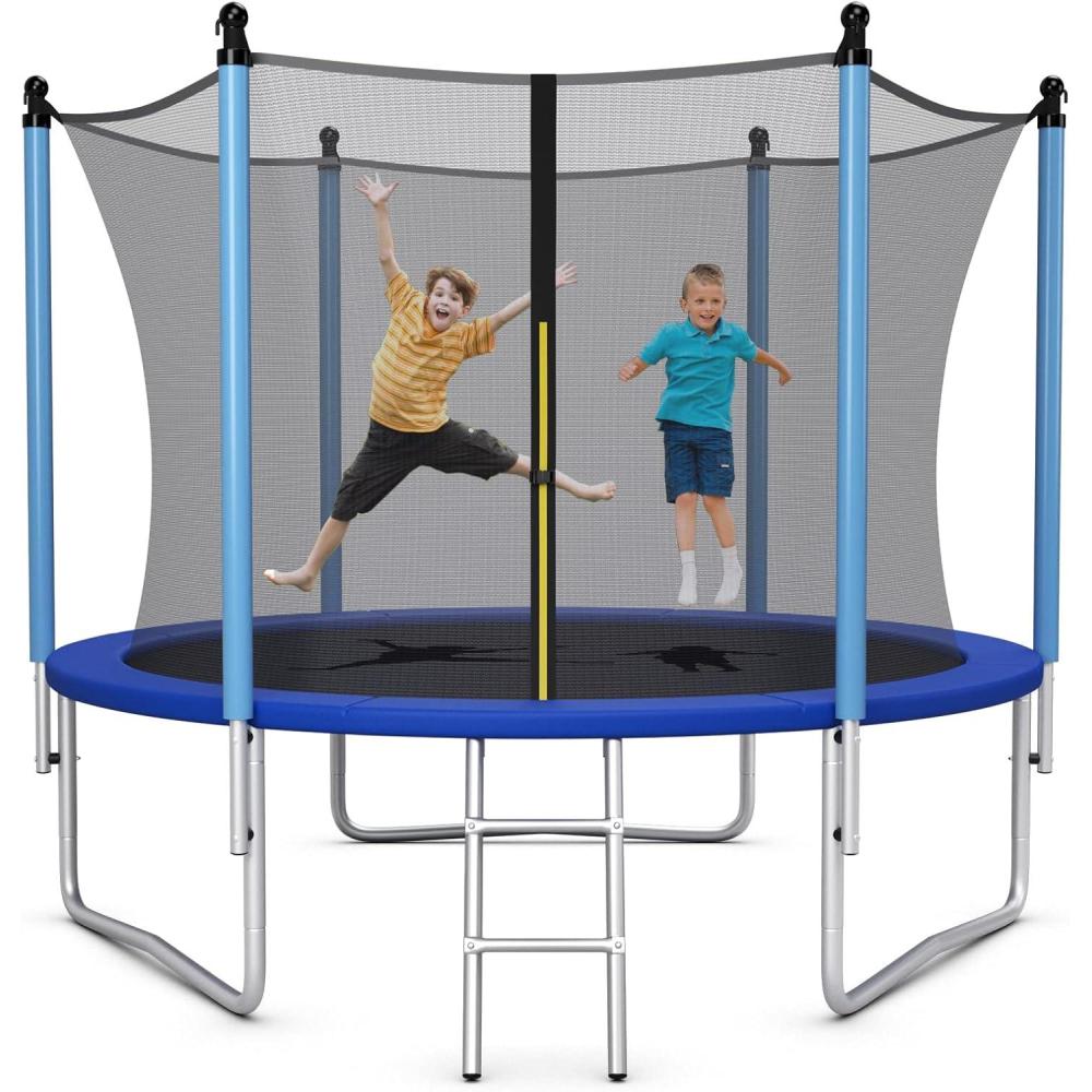 image:imageGiantex Trampoline for Kids Adults ASTM Approved 8 10 12 14 15 16Ft Big Trampoline with Ladder Thickness Steel Pipes WearResistant All Weather Outdoor Large Recreational Trampoline with Net10Ft 3 Legs