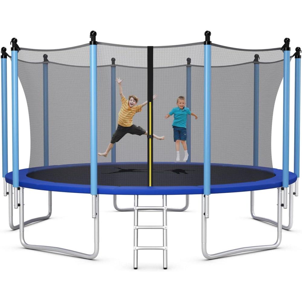 image:imageGiantex Trampoline for Kids Adults ASTM Approved 8 10 12 14 15 16Ft Big Trampoline with Ladder Thickness Steel Pipes WearResistant All Weather Outdoor Large Recreational Trampoline with Net15Ft 5 Legs