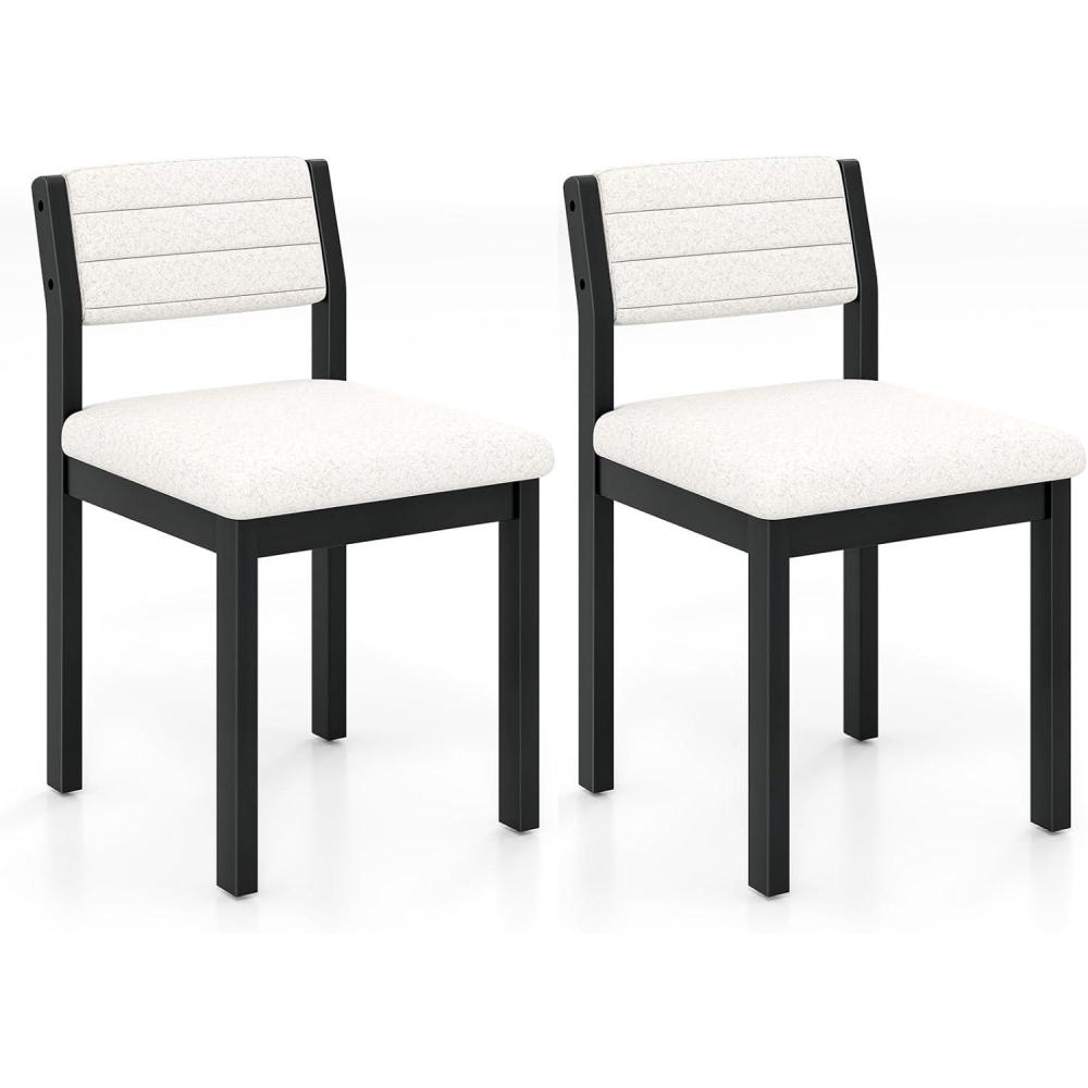 image:imageGiantex Upholstered Dining Chairs Set of 2 Sherpa Kitchen Chairs with Wood Frame amp Padded Seat Mid Century Modern Accent Armless Side Chairs for Dining Room Living Room Restaurant White1