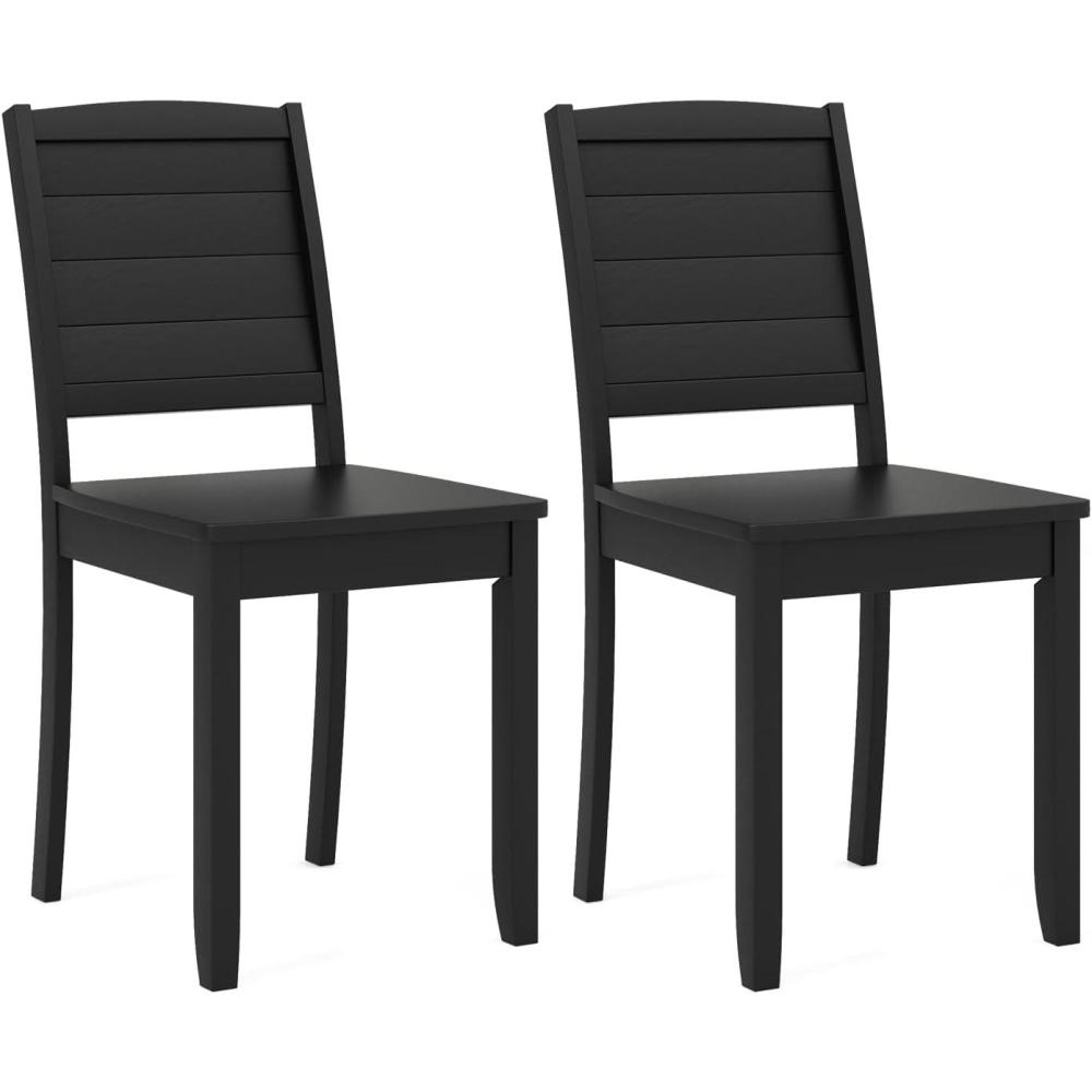image:imageGiantex Wood Dining Chairs Set of 2 Modern Kitchen Chairs wRubber Wood Legs Curved Backrest Farmhouse Diner Chairs Wooden Armless Side Chairs for Home Dining Restaurant Load 400 LBS BlackBlack