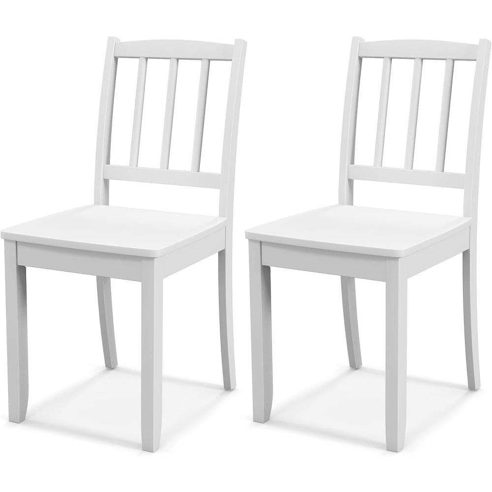 image:imageGiantex Wooden Dining Chairs Set of 2 Modern Kitchen Chairs wRubber Wood Legs amp Curved Backrest Ladder Back Diner Chairs Farmhouse Side Chairs for Study Dining Room Load 400 LBS WhiteWhite