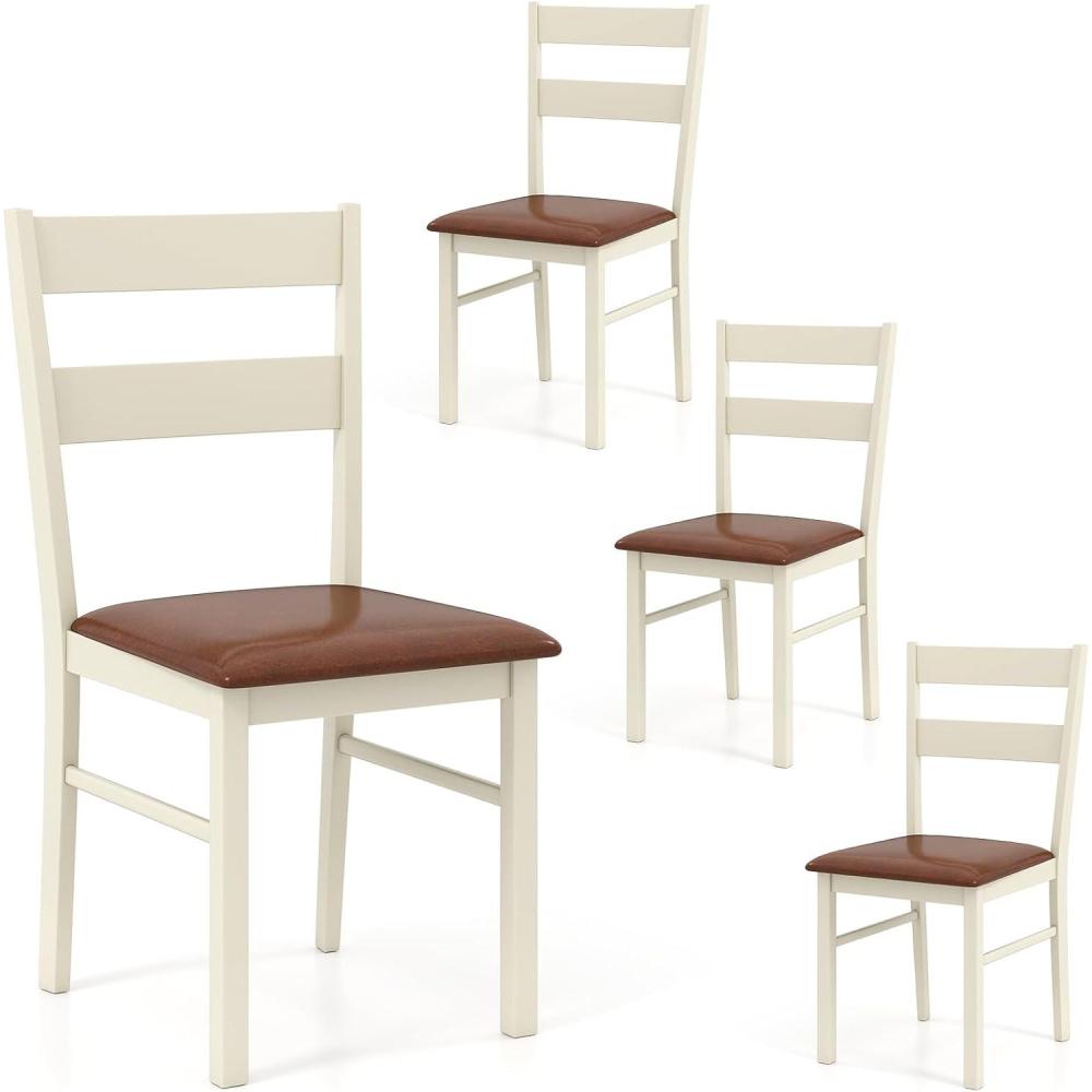 image:imageGiantex Wooden Dining Chairs Set of 2 PU Leather Upholstered Kitchen Chair wRubber Wood Frame Padded Seat Curved Back Farmhouse Accent Side Chairs for Dining Room Living Room2