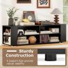 Gianetx Modern TV Stand for TVs up to 65 Inch, Wooden Entertainment Center w/ 4 Storage Cubbies, Side Shelves w/ 5 Raised Feet, Media TV Console Table for Living Room, Rustic Brown(Black)