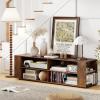 Gianetx Modern TV Stand for TVs up to 65 Inch, Wooden Entertainment Center w/ 4 Storage Cubbies, Side Shelves w/ 5 Raised Feet, Media TV Console Table for Living Room, Rustic Brown(Rustic Brown)