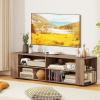 Gianetx Modern TV Stand for TVs up to 65 Inch, Wooden Entertainment Center w/ 4 Storage Cubbies, Side Shelves w/ 5 Raised Feet, Media TV Console Table for Living Room, Rustic Brown(Oak)