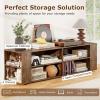 Gianetx Modern TV Stand for TVs up to 65 Inch, Wooden Entertainment Center w/ 4 Storage Cubbies, Side Shelves w/ 5 Raised Feet, Media TV Console Table for Living Room, Rustic Brown(Rustic Brown)