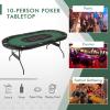 Giantex 10 Players Poker Table with Cup Holder, Folding Casino Leisure Table with 4 USB Ports, Extra Lights, Easy to Assemble, Foldable Game Poker Tables for Texas, Card Games, Blue(Green)