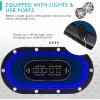 Giantex 10 Players Poker Table with Cup Holder, Folding Casino Leisure Table with 4 USB Ports, Extra Lights, Easy to Assemble, Foldable Game Poker Tables for Texas, Card Games, Blue(Blue)