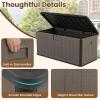 Giantex 100 Gallon Deck Box, Waterproof Resin Box with Lockable Lid, 440Lbs Outdoor HDPE Storage Container Bench for Patio Furniture Cushions, Pool Tools & Garden Accessories (Grey)(Black+Brown)