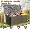 Giantex 100 Gallon Deck Box, Waterproof Resin Box with Lockable Lid, 440Lbs Outdoor HDPE Storage Container Bench for Patio Furniture Cushions, Pool Tools & Garden Accessories (Grey)(Brown)