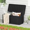 Giantex 100 Gallon Deck Box, Waterproof Resin Box with Lockable Lid, 440Lbs Outdoor HDPE Storage Container Bench for Patio Furniture Cushions, Pool Tools & Garden Accessories (Grey)(Black)