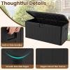Giantex 100 Gallon Deck Box, Waterproof Resin Box with Lockable Lid, 440Lbs Outdoor HDPE Storage Container Bench for Patio Furniture Cushions, Pool Tools & Garden Accessories (Grey)(Black)