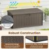 Giantex 100 Gallon Deck Box, Waterproof Resin Box with Lockable Lid, 440Lbs Outdoor HDPE Storage Container Bench for Patio Furniture Cushions, Pool Tools & Garden Accessories (Grey)(Brown)