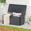 Giantex 100 Gallon Deck Box, Waterproof Resin Box with Lockable Lid, 440Lbs Outdoor HDPE Storage Container Bench for Patio Furniture Cushions, Pool Tools & Garden Accessories (Grey)(Grey)