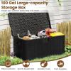 Giantex 100 Gallon Deck Box, Waterproof Resin Box with Lockable Lid, 440Lbs Outdoor HDPE Storage Container Bench for Patio Furniture Cushions, Pool Tools & Garden Accessories (Grey)(Black)