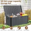 Giantex 100 Gallon Deck Box, Waterproof Resin Box with Lockable Lid, 440Lbs Outdoor HDPE Storage Container Bench for Patio Furniture Cushions, Pool Tools & Garden Accessories (Grey)(Grey)