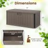 Giantex 100 Gallon Deck Box, Waterproof Resin Box with Lockable Lid, 440Lbs Outdoor HDPE Storage Container Bench for Patio Furniture Cushions, Pool Tools & Garden Accessories (Grey)(Brown)