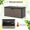Giantex 100 Gallon Deck Box, Waterproof Resin Box with Lockable Lid, 440Lbs Outdoor HDPE Storage Container Bench for Patio Furniture Cushions, Pool Tools & Garden Accessories (Grey)(Black+Brown)