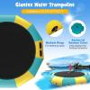 Giantex 10Ft 12Ft 15Ft Inflatable Water Trampoline, Floating Rebounder Trampoline with 500W Blower and 3-Step Rope Ladder, Kids Adults Recreational Water Trampoline for Pool, Lake(Yellow/ Green)