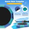 Giantex 10Ft 12Ft 15Ft Inflatable Water Trampoline, Floating Rebounder Trampoline with 500W Blower and 3-Step Rope Ladder, Kids Adults Recreational Water Trampoline for Pool, Lake(Blue/ Green)
